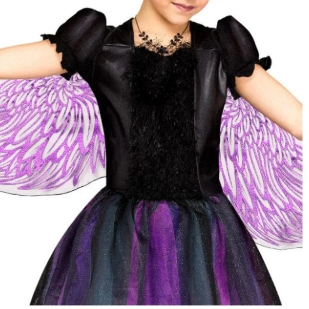 Unicorn Midnight Halloween Costume 8/10 Purple Dress, Wings, Headband 3 Pc Girls